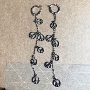 Iucky brand peace sign drop boho hippie earrings